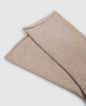 Brunello Cucinelli Beige cashmere and silk socks with lurex M41945019P
