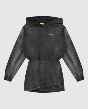 Off-White Children's gray mini dress with a worn effect 44GDF005F5F002