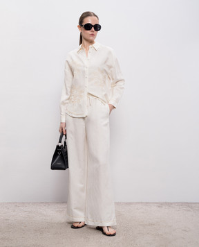 Twinset White linen shirt with embroidery 261LM2MAA