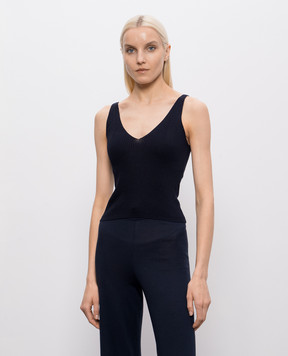 Peserico Navy blue top with silk S98123F1409104
