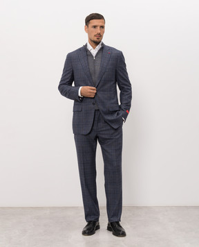 ISAIA Blue checked wool suit 524AFI10121154