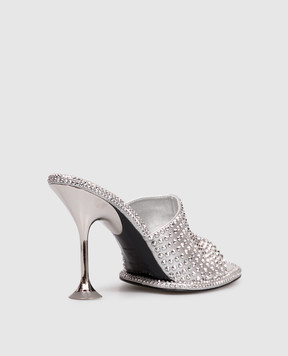 Sergio Rossi Orb silver leather mules B13590MFL380