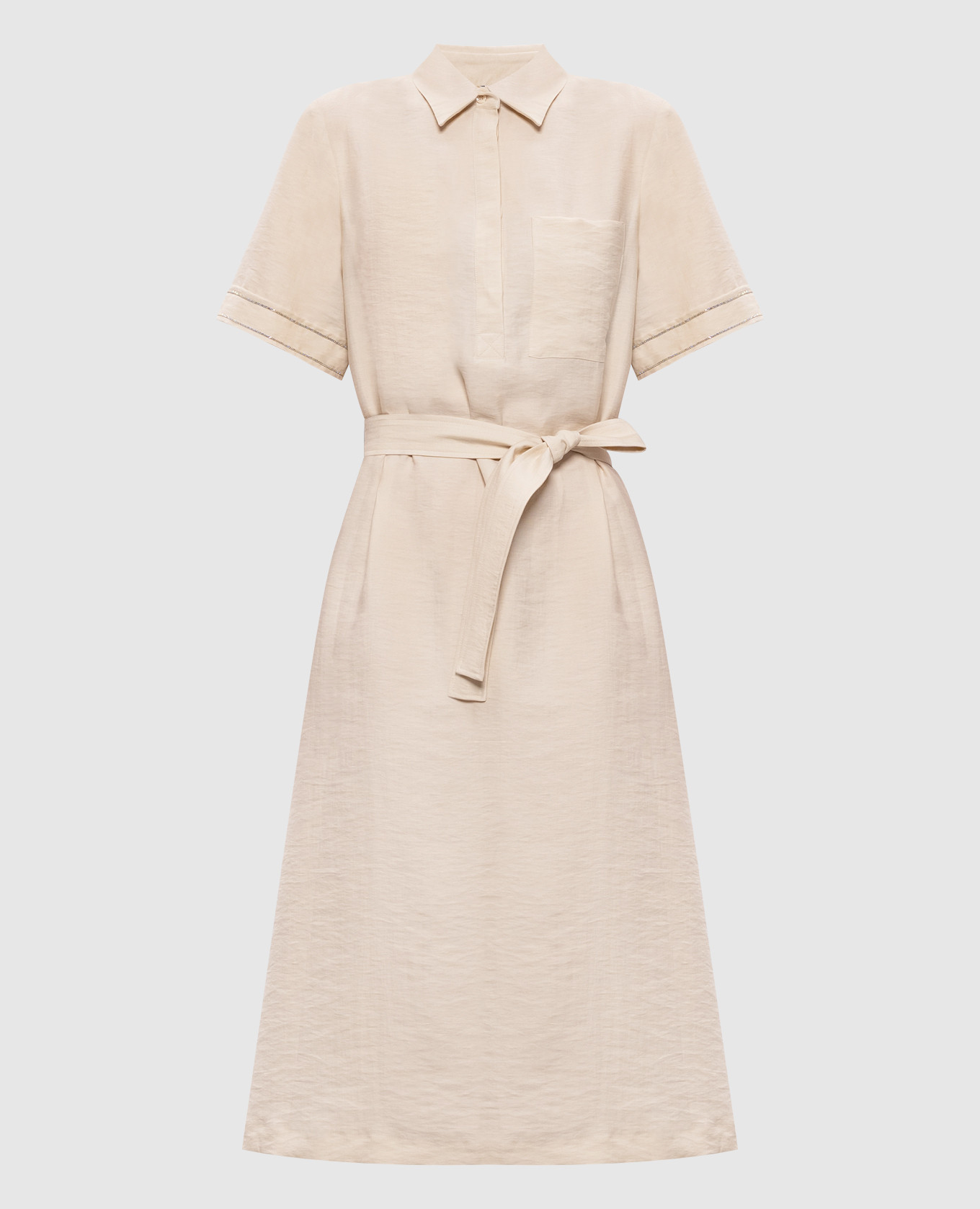 Beige dress with linen
