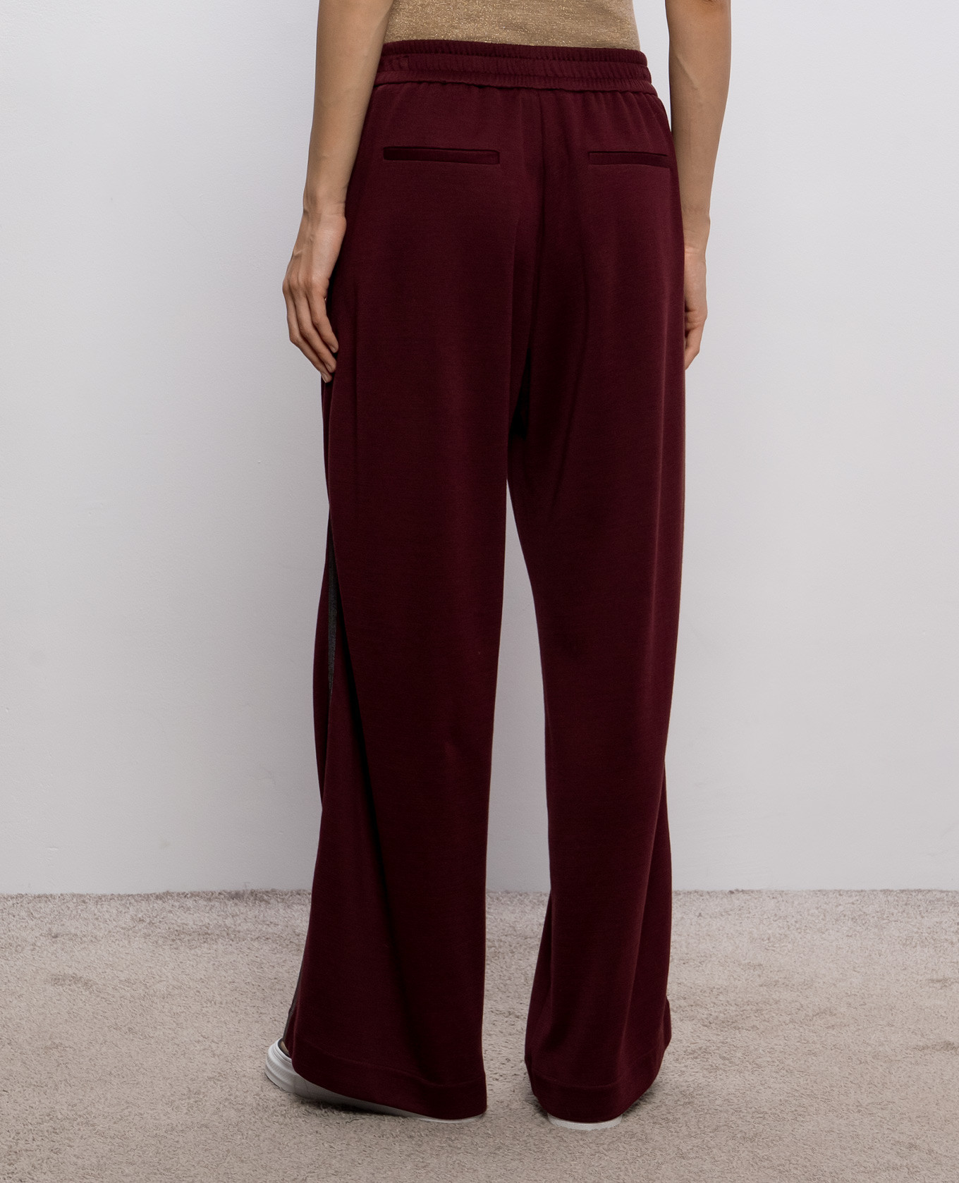 Burgundy sweatpants with silk Brunello Cucinelli 4