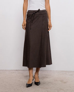 Peserico Brown wool and cashmere pleated skirt A05736A03358