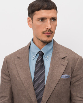 Brunello Cucinelli Gray striped silk tie MR8450018