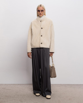 Yves Salomon Reversible ivory sheepskin coat 26WYV62962MESI