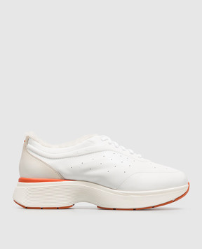 Santoni White leather sneakers with fur trim WBBC61376BARPVWC