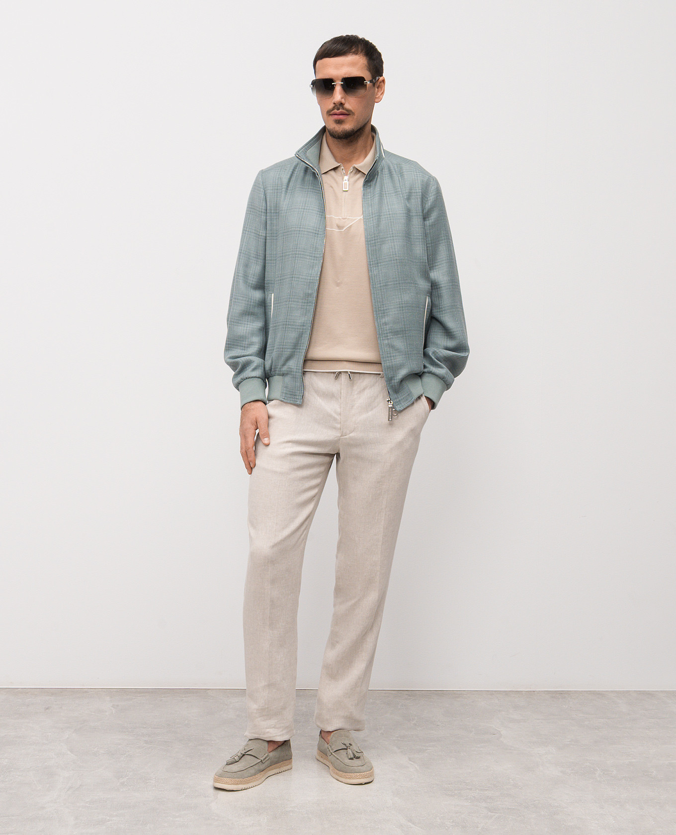 

Beige silk polo with logo Stefano Ricci