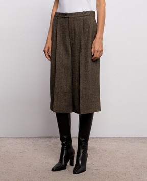 Saint Laurent Brown culottes with patterned wool 866251Y3L22