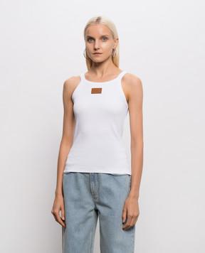 Fendi White ribbed T-shirt with logo patch FS7966AW87