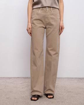 Brunello Cucinelli Beige jeans with logo patch M0H81P5568
