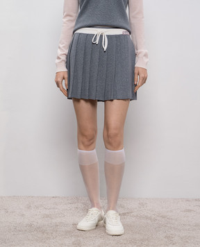 Casablanca Gray pleated skirt made of merino wool WAW25KW108401