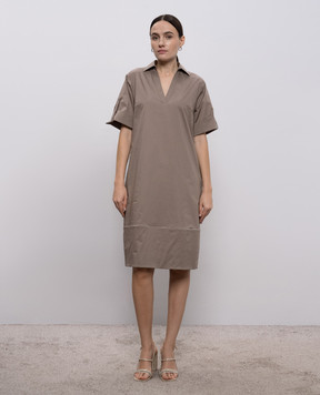 Peserico Khaki dress with monil chain A0251301979