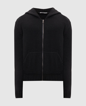 Palm Angels Black wool sports jacket with logo pattern PMHU02CS26KNI001