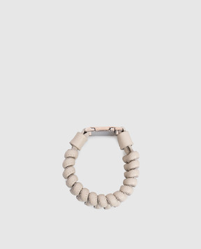 Peserico Beige leather bracelet with monil chain E35519C0CC818