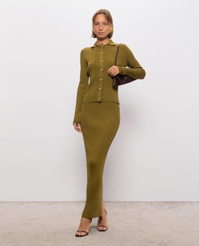 Balmain Khaki ribbed skirt SK0000000083