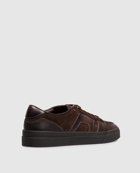 Santoni Brown suede sneakers with perforations MBGT22221SMOTGEU