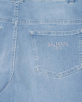 Balmain Children's blue jeans with logo embroidery BY6Q50Z36641214