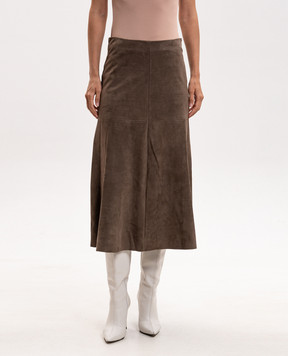 Simonetta Ravizza Suede brown skirt Pat F06SK77S1