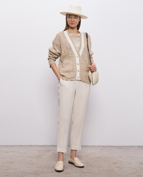Brunello Cucinelli Beige hemp and silk cardigan MWA576306