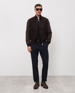 Enrico Mandelli Black cardigan with silk 3K033A5645
