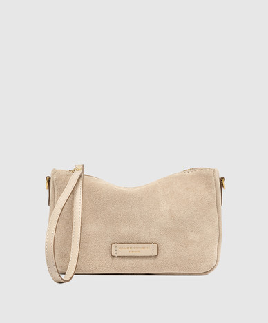Beige Wildleder-Umhängetasche Nora