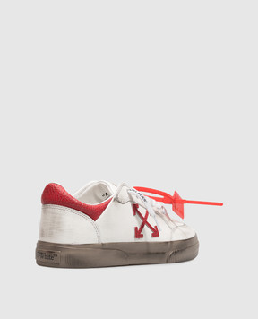 Off-White Ivory Vulcanized leather sneakers with a vintage effect OF06386609