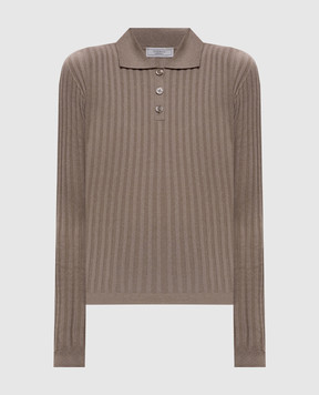 Peserico Beige striped polo shirt A99097F1809310