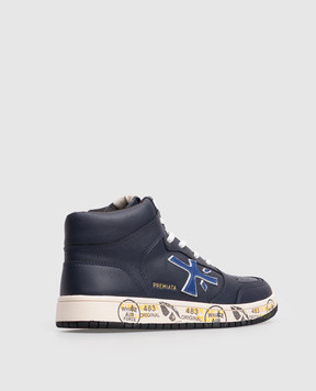 Premiata Marc children's blue leather sneakers 323695043640