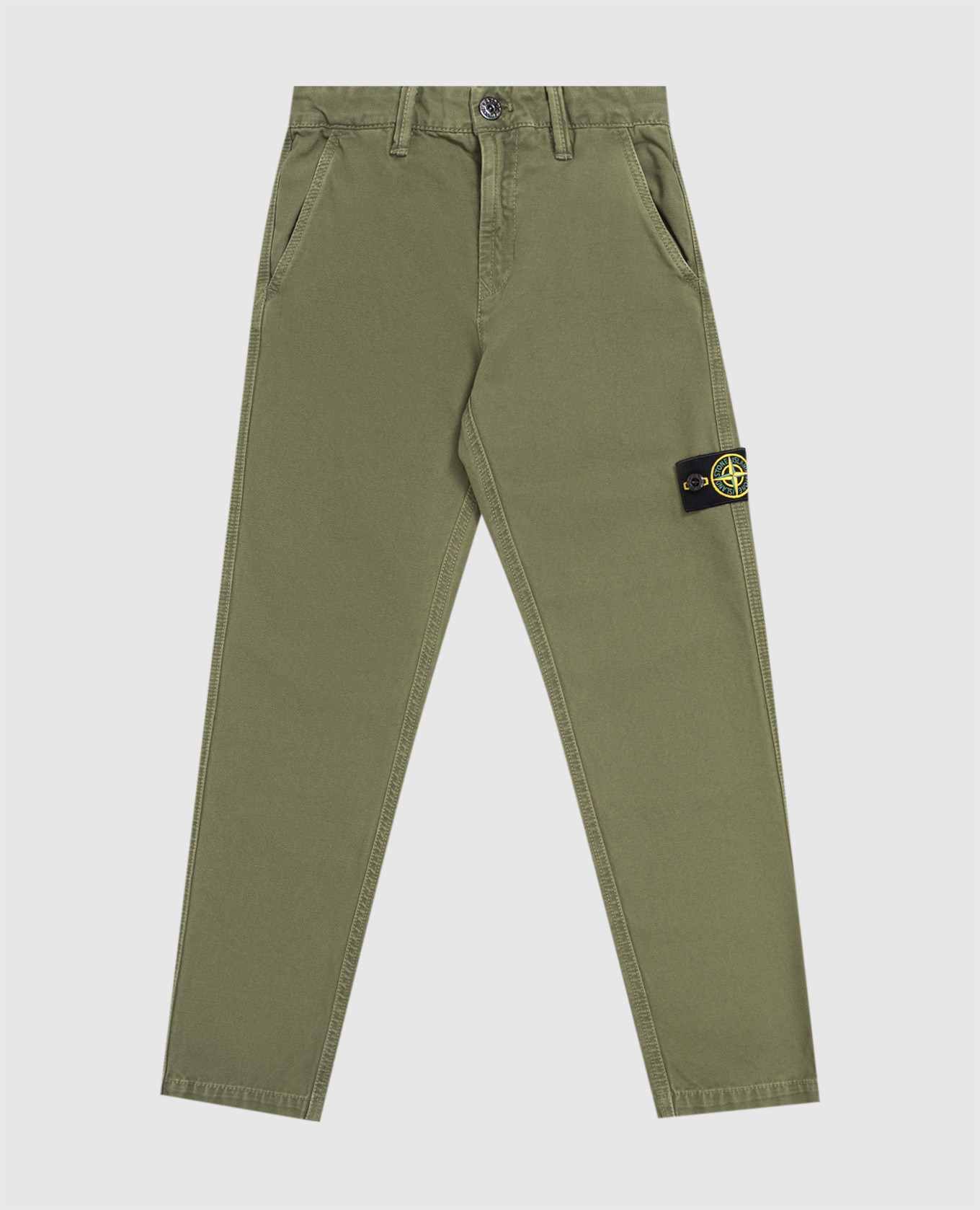 Children's khaki pants with logo patch