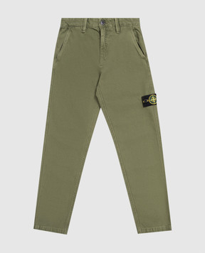 Stone Island Children's khaki pants with logo patch L2S163100002S010414