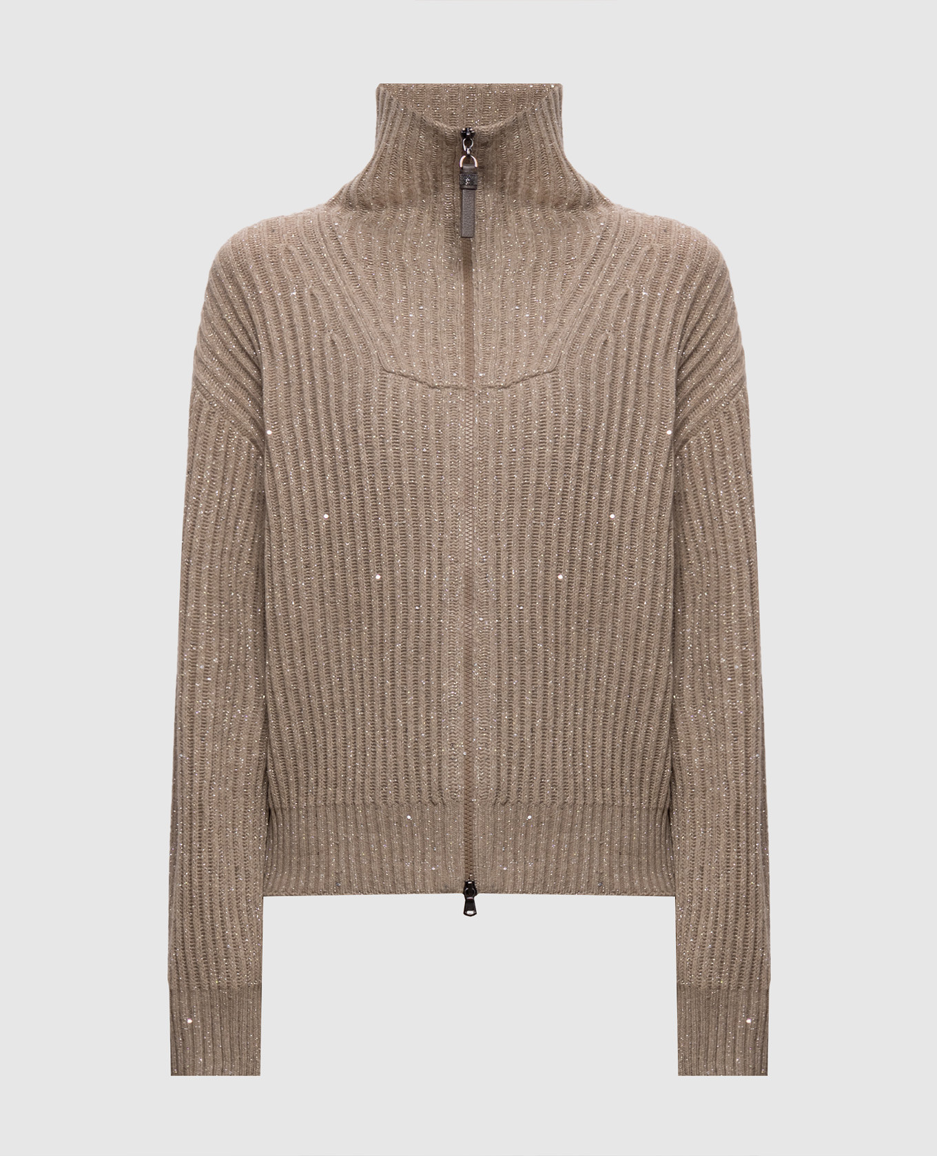 Brown cashmere and wool cardigan