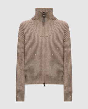 Brunello Cucinelli Brown cashmere and wool cardigan MBM753506P
