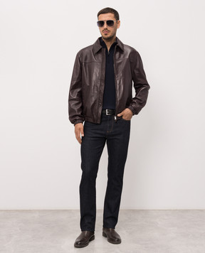 Canali Burgundy leather jacket LE00331O70533