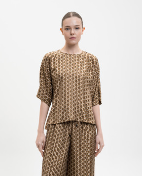 Max Mara Brown NORDICA printed silk blouse MXMNORDICA