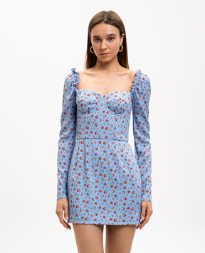 Dolce&Gabbana Blue dress with printed silk F60HVTFSA79