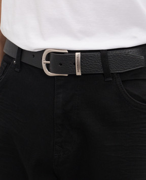 Balenciaga Black leather belt with logo engraving 8521722AB91