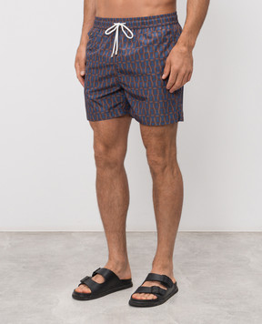 Enrico Mandelli Blue printed swim shorts MARLIN6070
