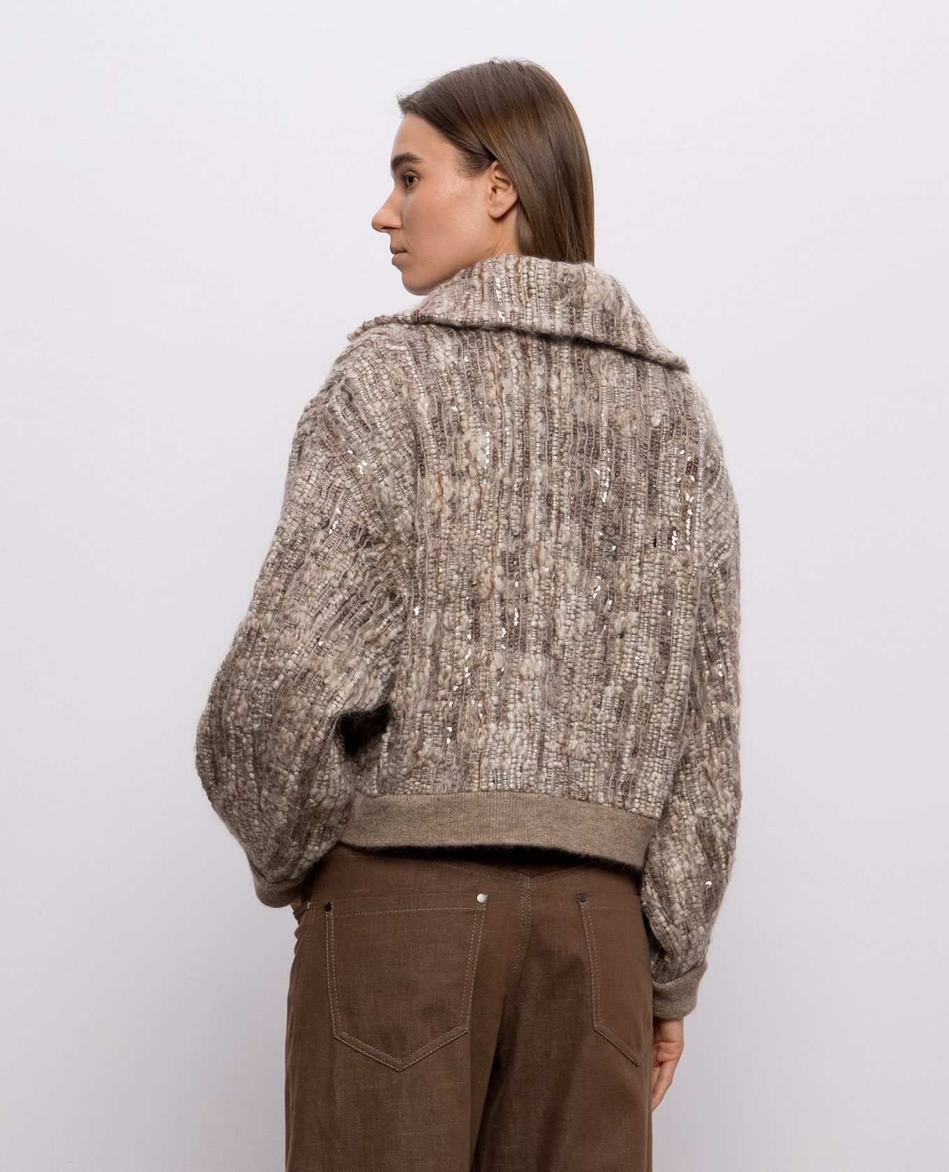 Beige cardigan with sequins Brunello Cucinelli 4