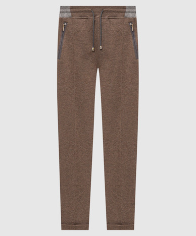 Bruine wollen broek met revers