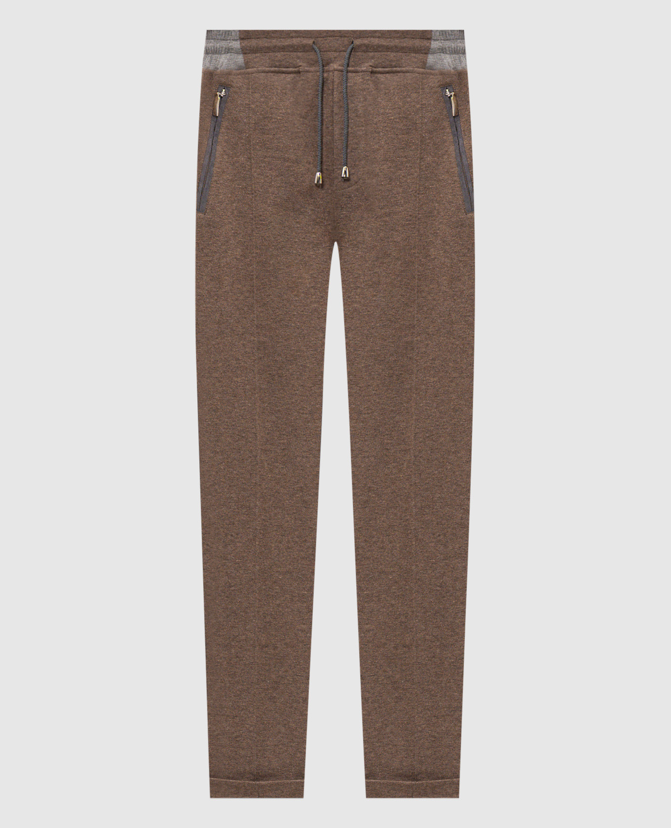 Brown wool trousers with lapels