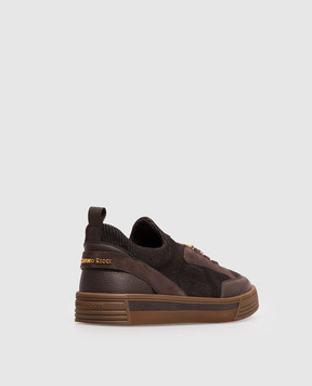 Stefano Ricci Brown combination sneakers with textured logo UV23G5306TWMSDP