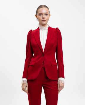 Alexander McQueen Red wool jacket with accent shoulders 848491QJAAC