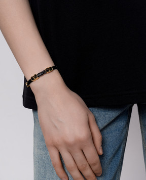 Valentino VLogo Signature Black Leather Braided Bracelet 8W2J0X71PRH