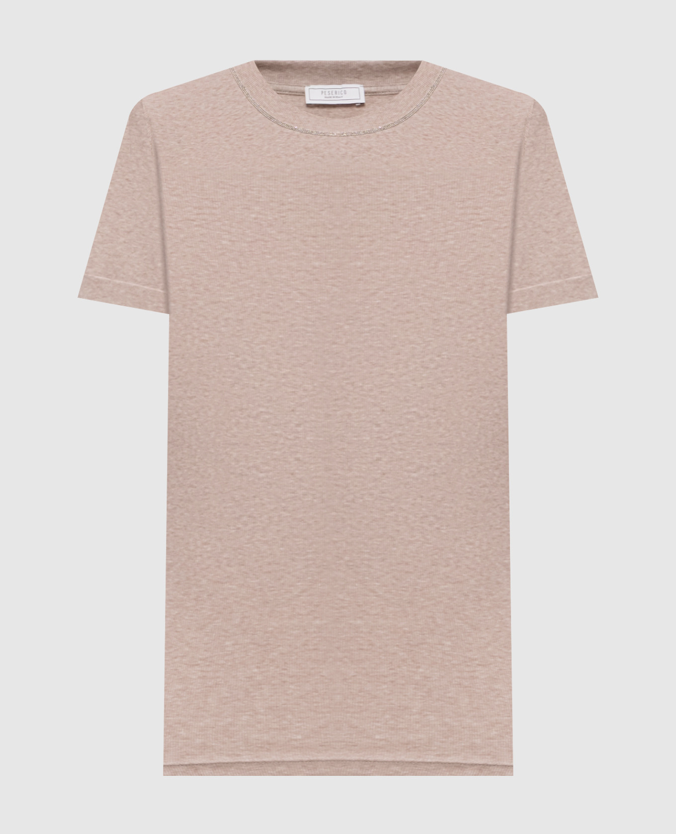 Beige melange T-shirt with lapels