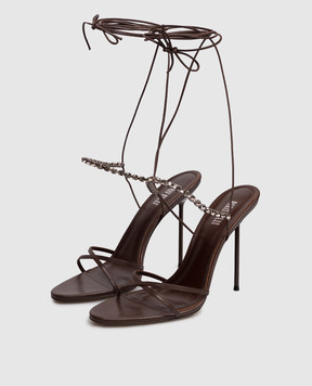 Paris Texas Lidia brown leather sandals with crystals PX1957XNPCE