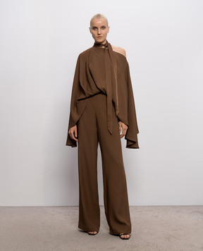 Taller Marmo Brooks brown one-shoulder jumpsuit PF2606