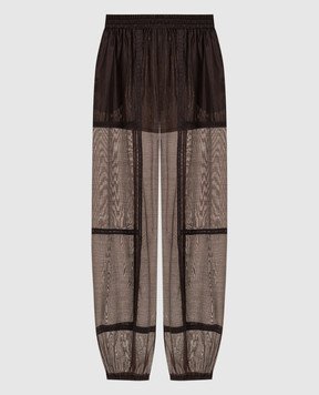 Twinset Brown joggers with lace 261TF2041