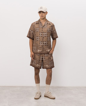 AMIRI Brown printed silk shorts AMBMSO1124